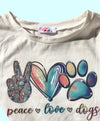 T-SHIRT PEACE, LOVE, DOG